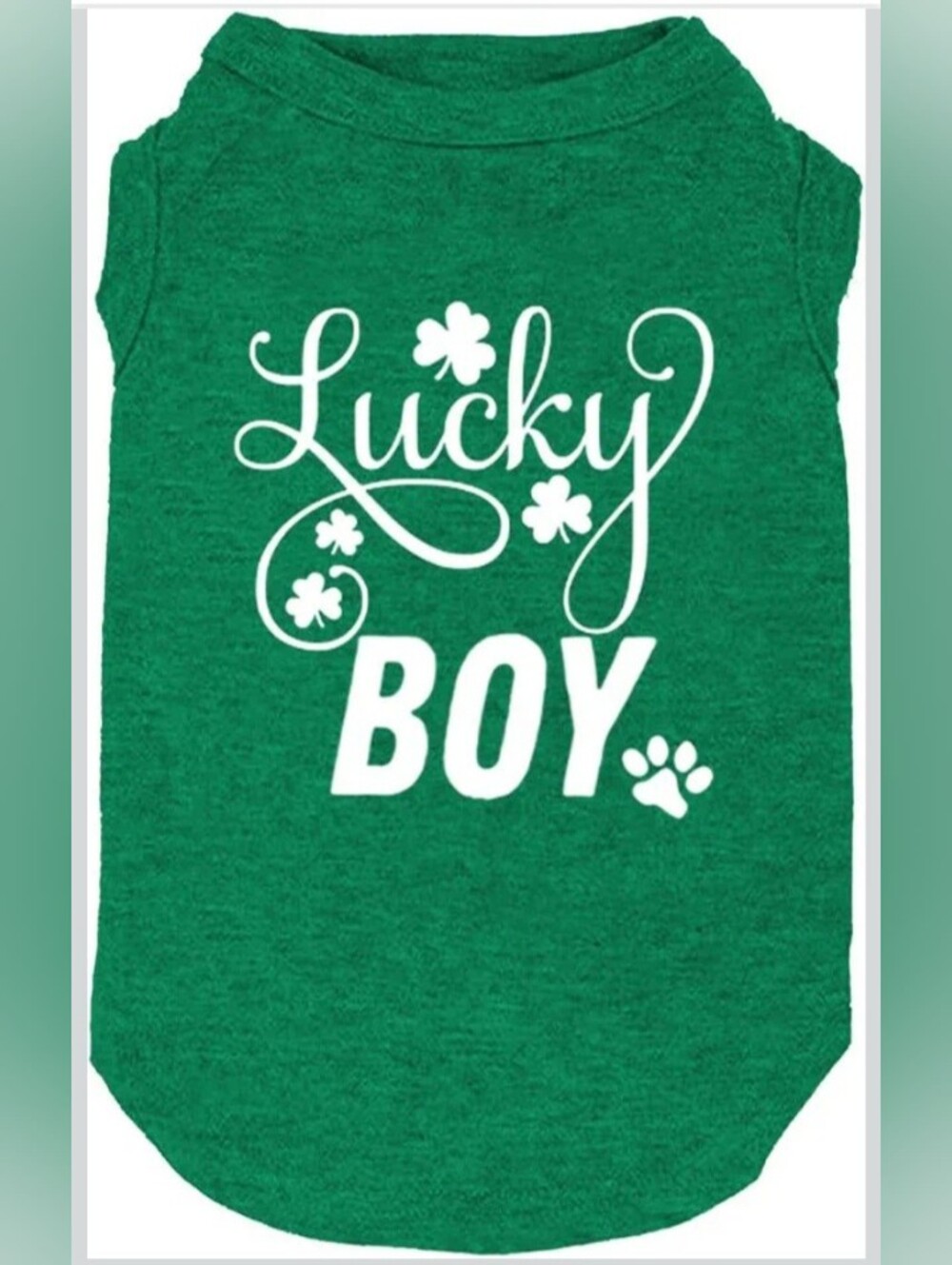 Lucky Boy St. Patrick’s Day Dog Shirt Green Clover Pet Tee XXL